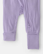 Baby Girl 2-Way Zip PurelySoft Sleep & Play Pajama - Purple, image 4 of 8 slides