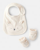 Baby Fox Bib & Booties Gift Set - Cream, image 1 of 2 slides