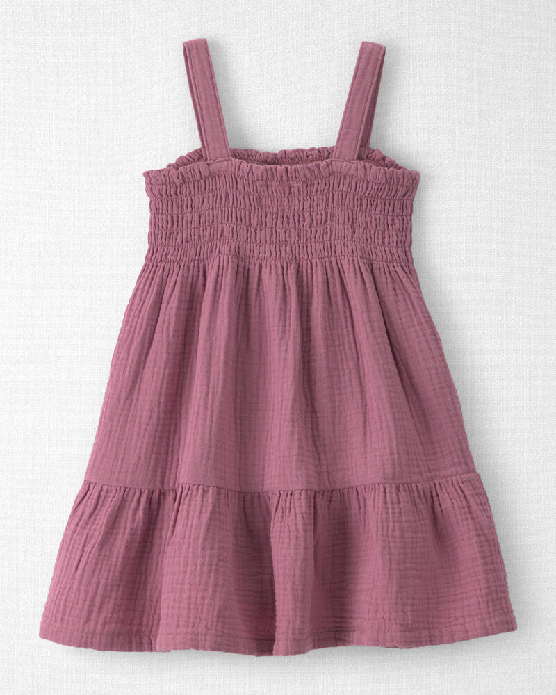 Toddler Girl Organic Cotton Smocked Gauze Dress, image 4 of 7 slides