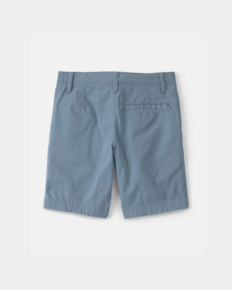 Boys Twill Flat-Front Shorts - Blue, image 2 of 4 slides