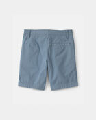 Boys Twill Flat-Front Shorts - Blue, image 2 of 4 slides
