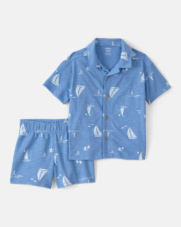 Toddler Boy 2-Piece Sailboat Top & Short Set - Blue, 