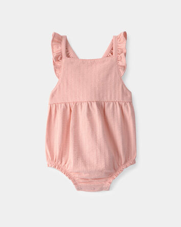 Baby Girl Sleeveless Bubble Romper - Pink, 