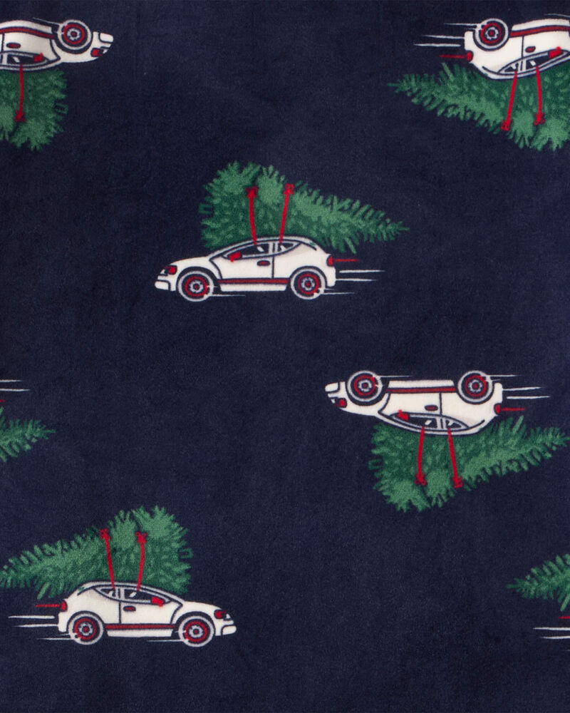 Kid Christmas Cars DreamPlush Long-Sleeve Snug Fit 2-Piece Pajamas - Navy, image 2 of 3 slides