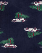 Kid Christmas Cars DreamPlush Long-Sleeve Snug Fit 2-Piece Pajamas - Navy, image 2 of 3 slides