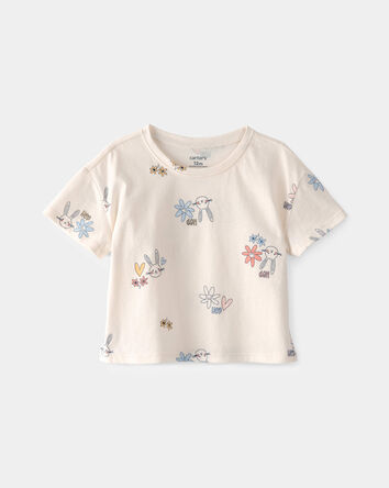 Baby Girl Easter Bunny Floral Relaxed Top - Cream, 