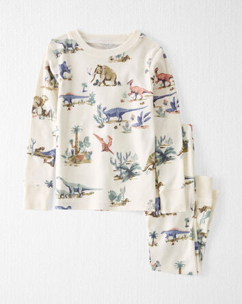 Toddler Dinosaur Print Organic Cotton Pajamas Set, 
