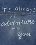 Baby Disney&copy; Winnie the Pooh Embroidered Knit-Like Denim Jacket with Back Art - Dark Wash, image 6 of 9 slides