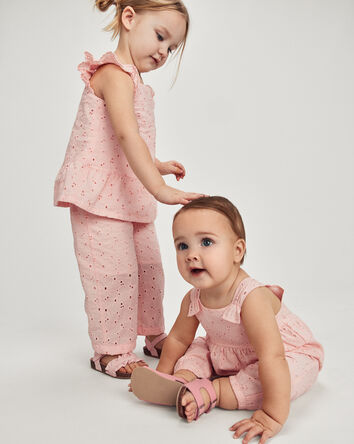 Toddler Girl Floral Eyelet Pants - Pink, 