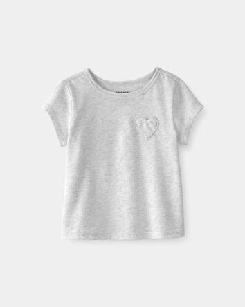 Baby Girl Heart Pocket Top - Grey, 