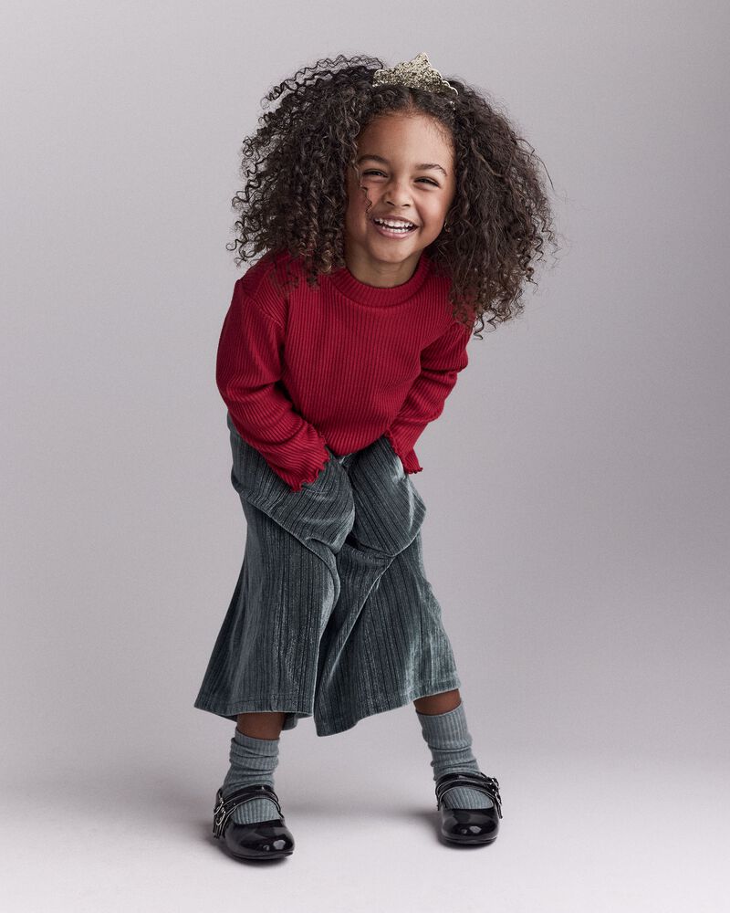 Toddler Girl Mock Neck Long-Sleeve Top - Red, image 5 of 6 slides