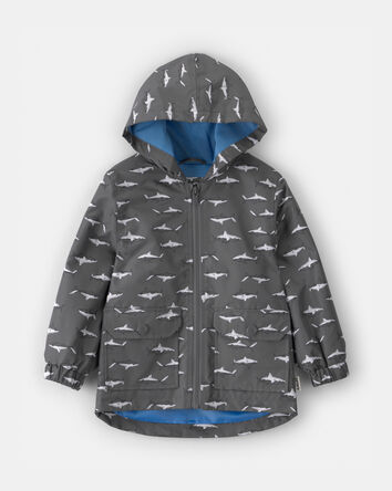 Toddler Boy Shark Raincoat - Grey, 