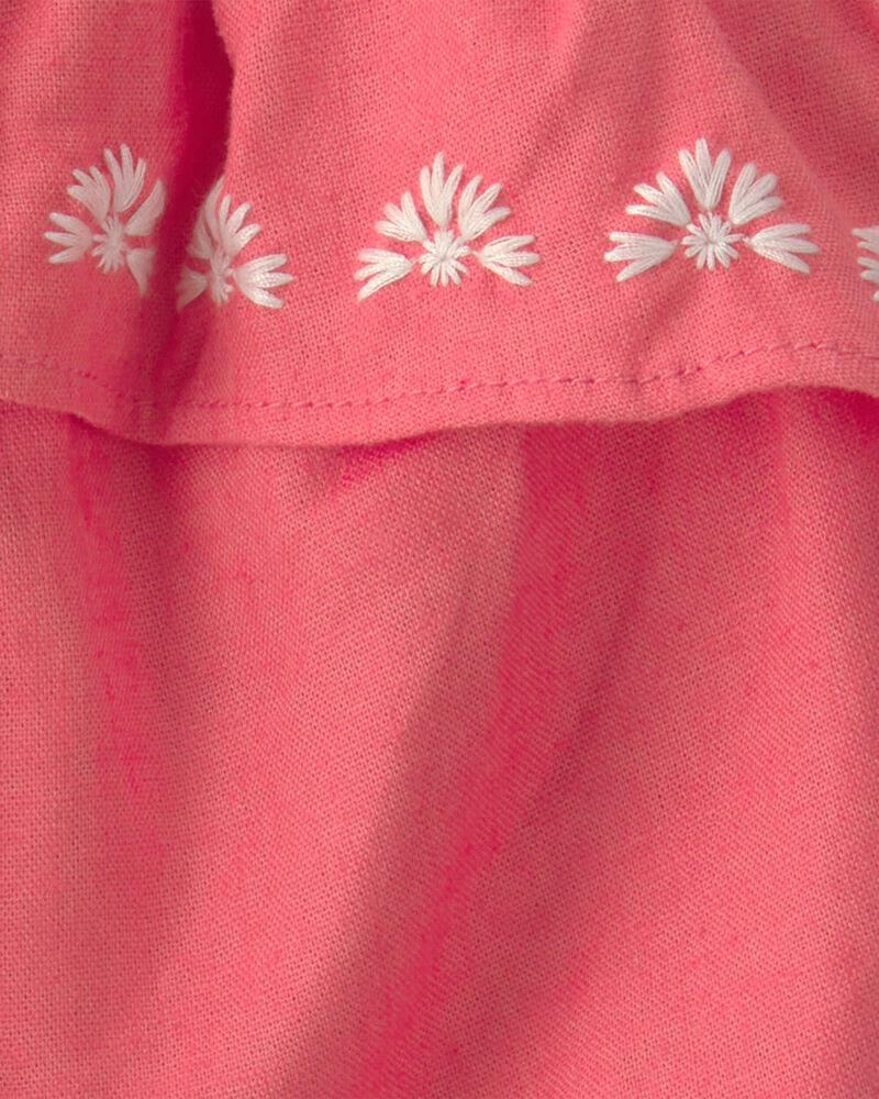 Baby Girl 2-Piece Linen Sleeveless Top & Short Set - Coral/Ivory, image 3 of 5 slides