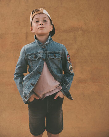 Boys Denim Drawstring Shorts - Black, 