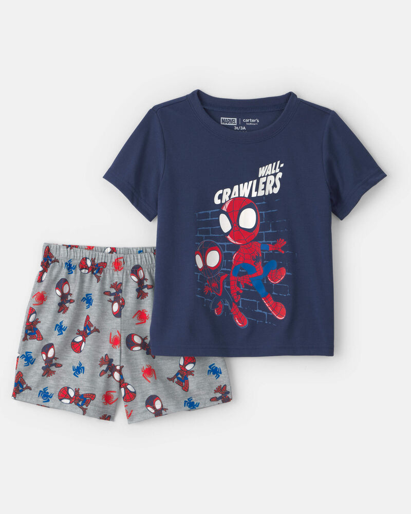 Toddler Boy 2-Piece &copy;Marvel Spider-Man Short-Sleeve Pajama Set - Blue/Grey, image 1 of 6 slides