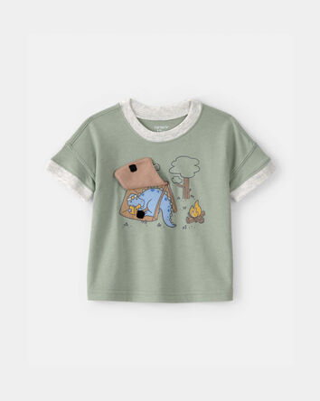 Baby Boy Camping Dinosaur Graphic Tee - Green, 