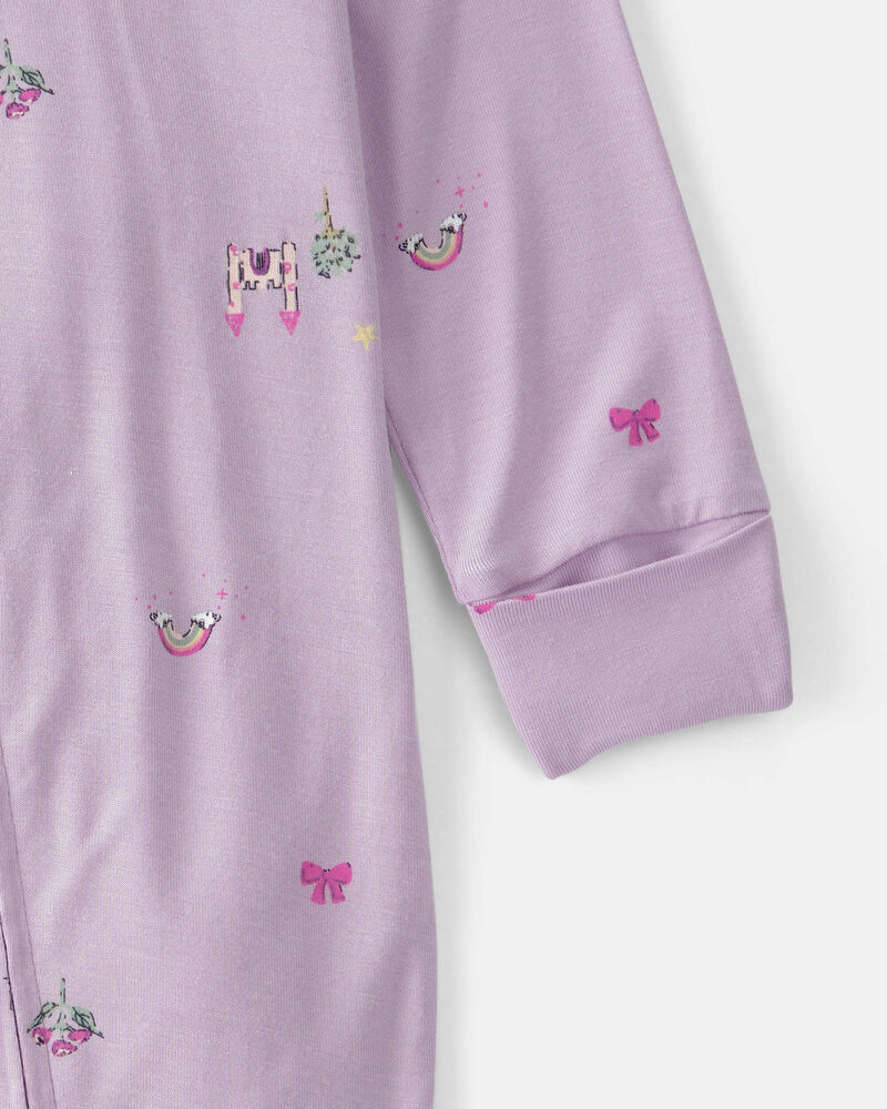 Baby Girl Fairytale 2-Way Zip PurelySoft Footie Sleep & Play Pajama - Purple, image 3 of 7 slides