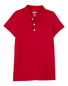 Girls Pique Cotton Uniform Polo - Ruby, image 1 of 2 slides