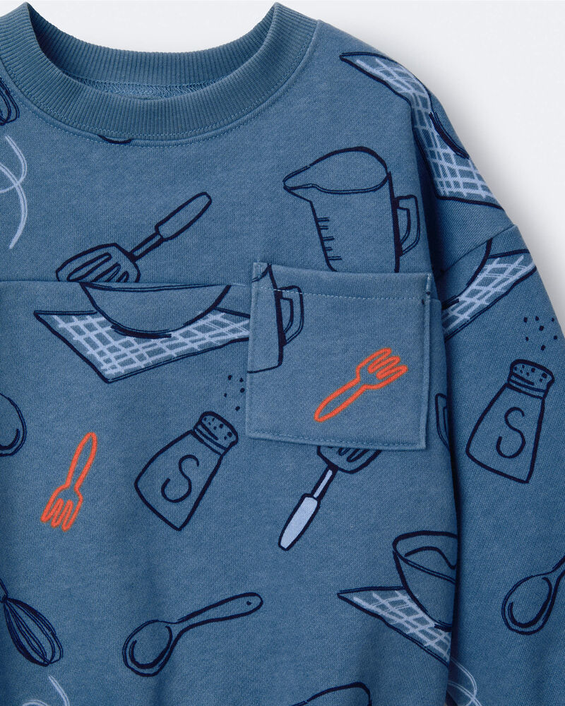 Toddler Baking Wide-Arm Pocket Sweatshirt - Blue, image 6 of 6 slides