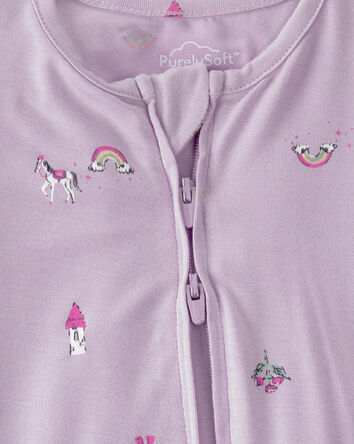 Baby Girl Fairytale 2-Way Zip PurelySoft Footie Sleep & Play Pajama - Purple, 