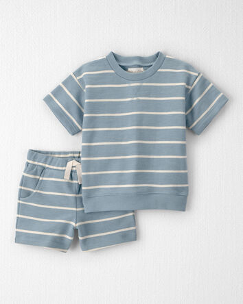 Toddler 2-Piece Organic Cotton Top & Short Set in Stripes, 