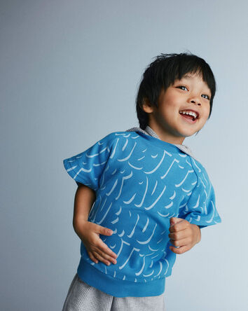 Toddler Elastic-Waist Tee in Otter Avenue Print - Blue, 