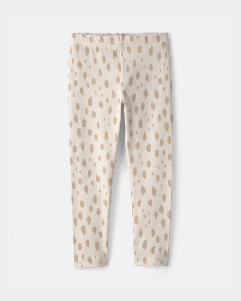 Toddler Girl Dots Pull-On Stretch Leggings - Cream, image 1 of 4 slides