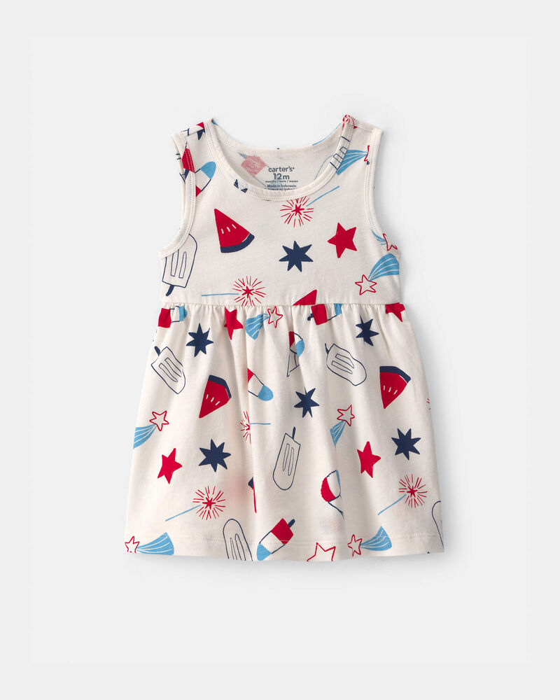 Baby Girl Fourth of July Sleeveless Knit Dress, image 1 of 4 slides