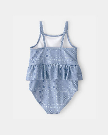 Toddler Girl Bandana Floral 1-Piece Swimsuit - Blue, 