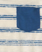 Baby Boy Stripe Pocket Tee - Blue/Ivory, image 2 of 3 slides