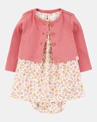 Baby 2-Piece Bodysuit Dress & Cardigan Set, image 1 of 5 slides