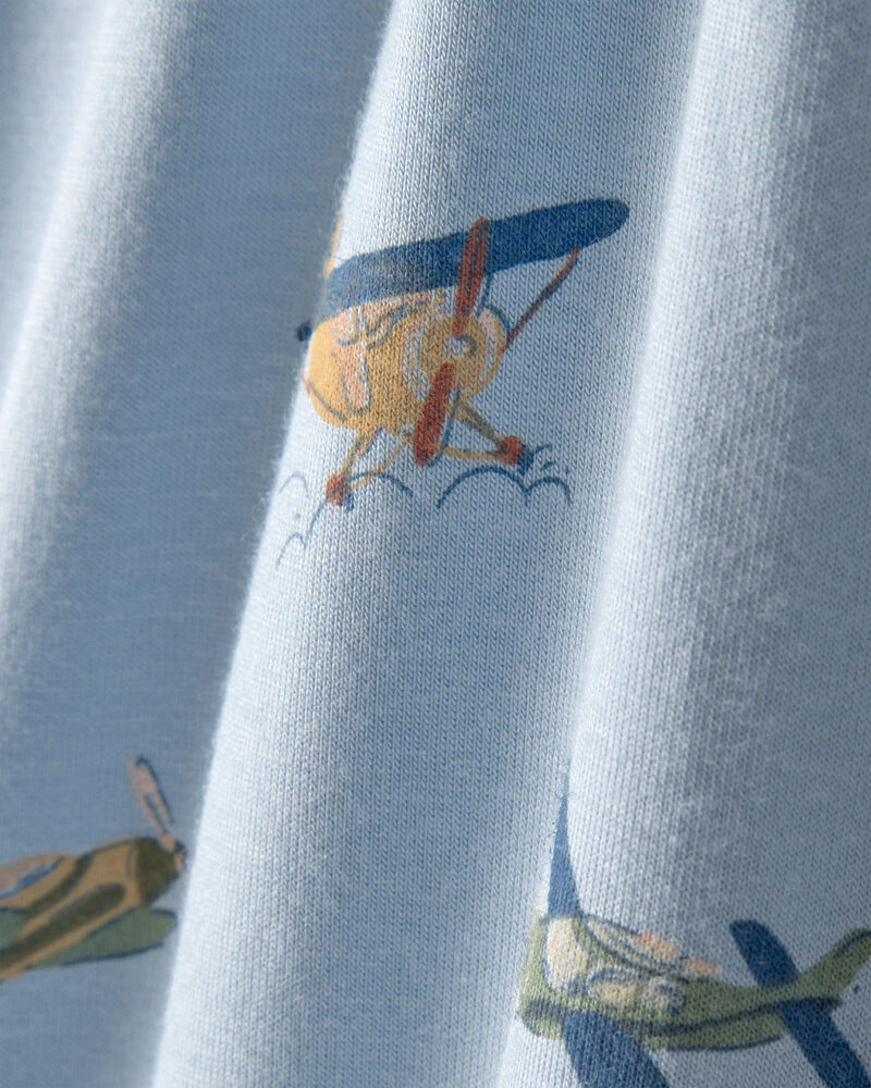 Baby Boy Plane PurelySoft 2-Way Zip 1-Piece Pajama - Blue, image 3 of 7 slides
