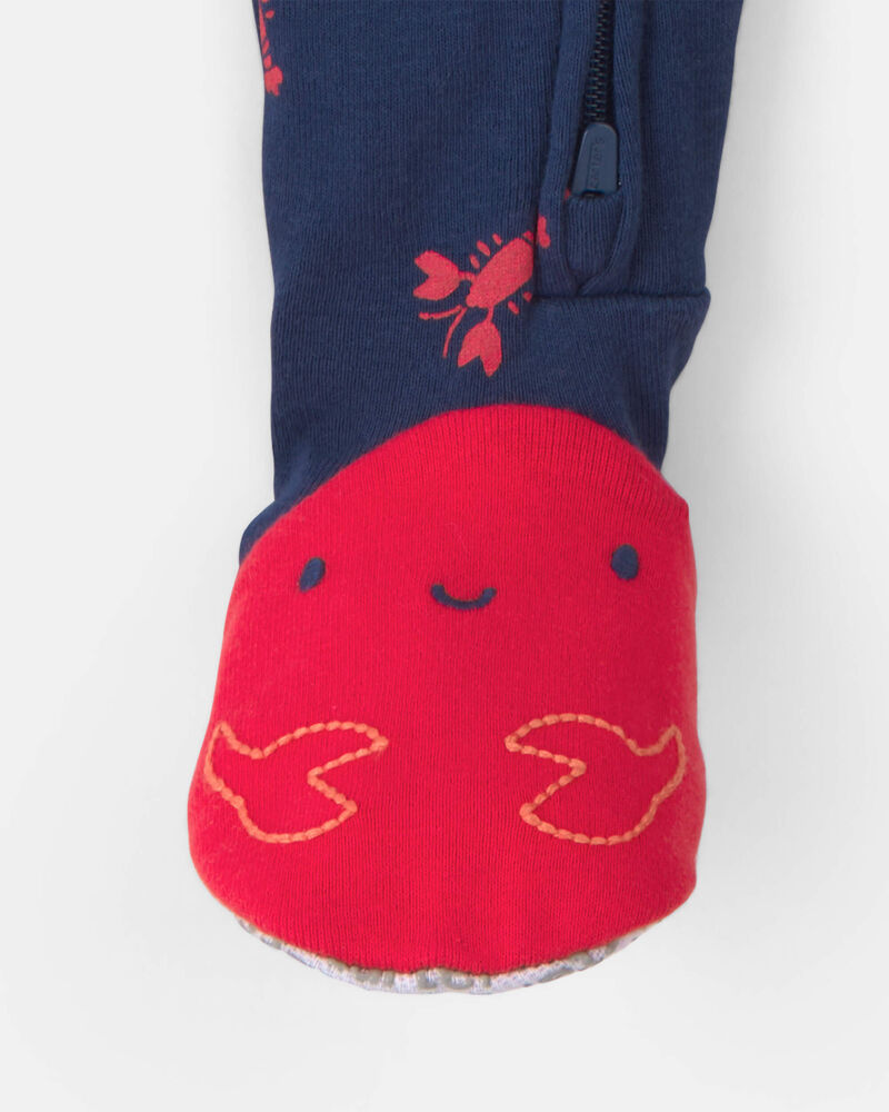Baby Boy Lobster 100% Cotton Snug Fit 1-Piece Pajama - Blue, image 3 of 5 slides