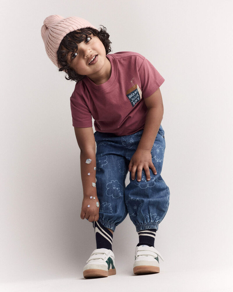 Toddler 'Hold My Juice Box' Short-Sleeve Relaxed Graphic Tee - Burgundy, image 3 of 6 slides