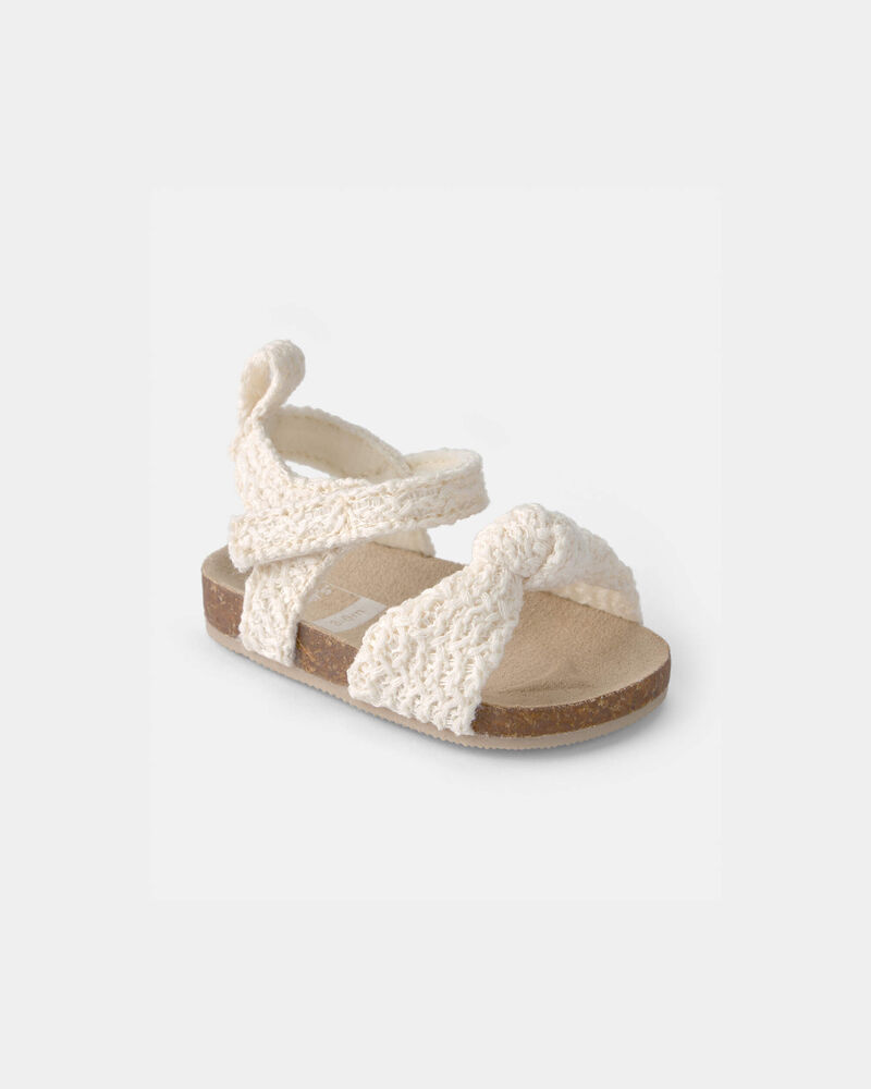 Baby Girl Knit Sandals - Cream, image 1 of 6 slides