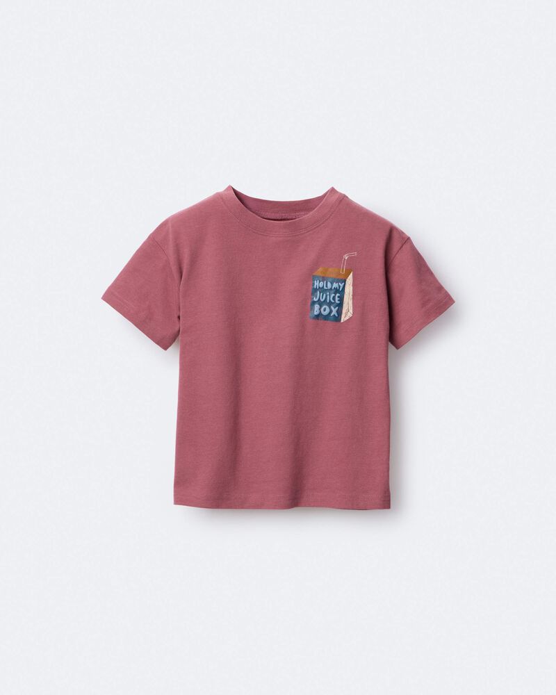 Toddler 'Hold My Juice Box' Short-Sleeve Relaxed Graphic Tee - Burgundy, image 2 of 6 slides