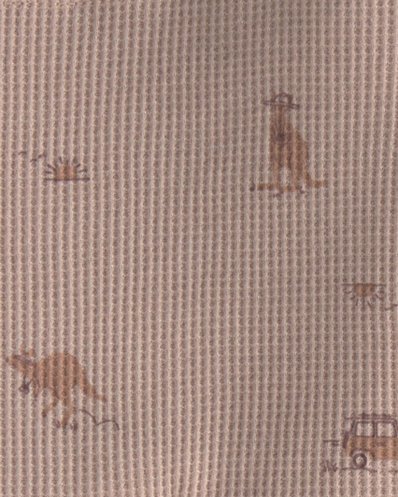 Baby Boy 2-Piece Safari Animal Top & Short Set - Brown, image 3 of 4 slides