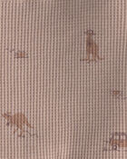 Baby Boy 2-Piece Safari Animal Top & Short Set - Brown, image 3 of 4 slides