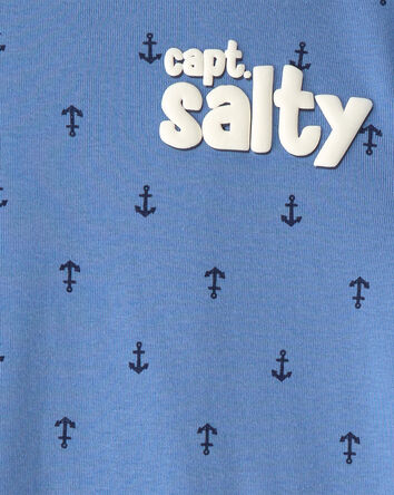 Toddler Boy Anchor 100% Cotton Snug Fit 4-Piece Pajama Set - Blue/Cream, 