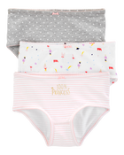 Girls 3-Pack Princess Print Brief Cotton Underwear, image 1 of 2 slides