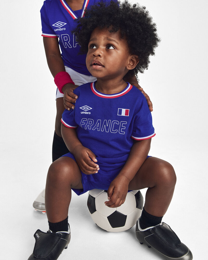 Baby Umbro France Soccer Romper - Blue/Red/White, image 2 of 6 slides