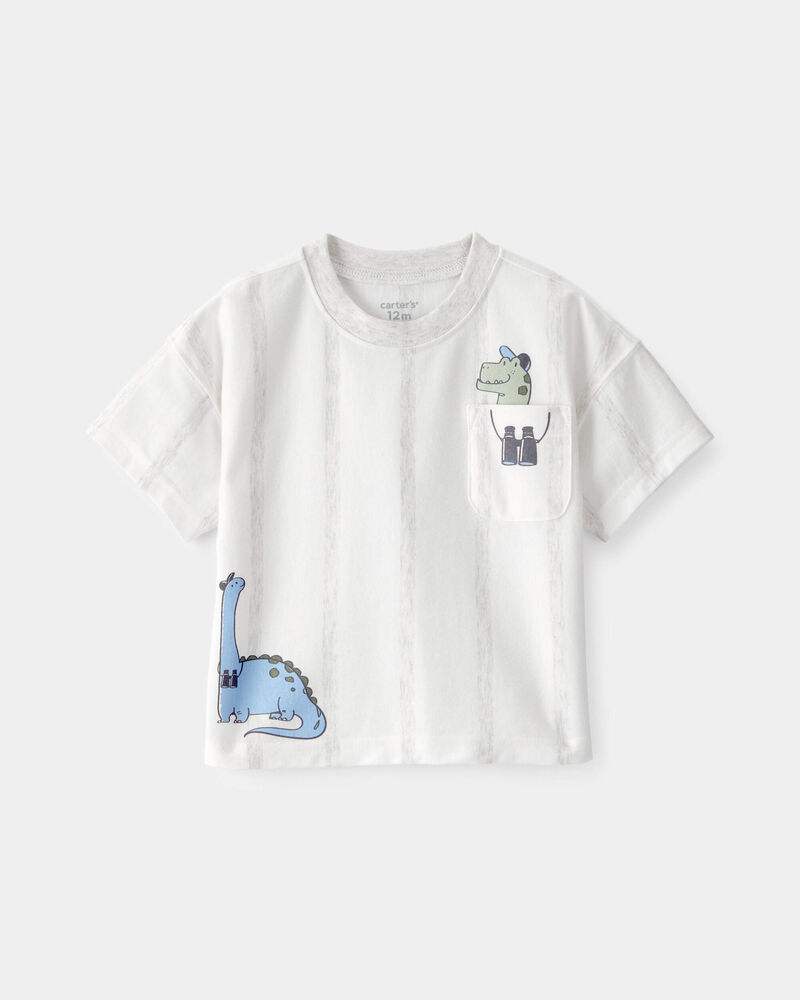 Baby Boy Dinosaur Graphic Tee - White, image 1 of 3 slides