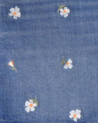 Girls Floral Denim Embroidered Shorts - Medium Wash, image 4 of 5 slides