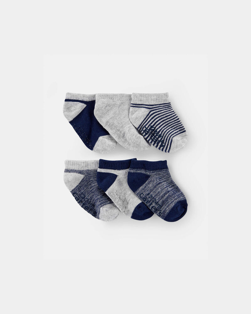 Toddler Boy 6-Pack No Show Socks - Grey/Navy, image 1 of 2 slides