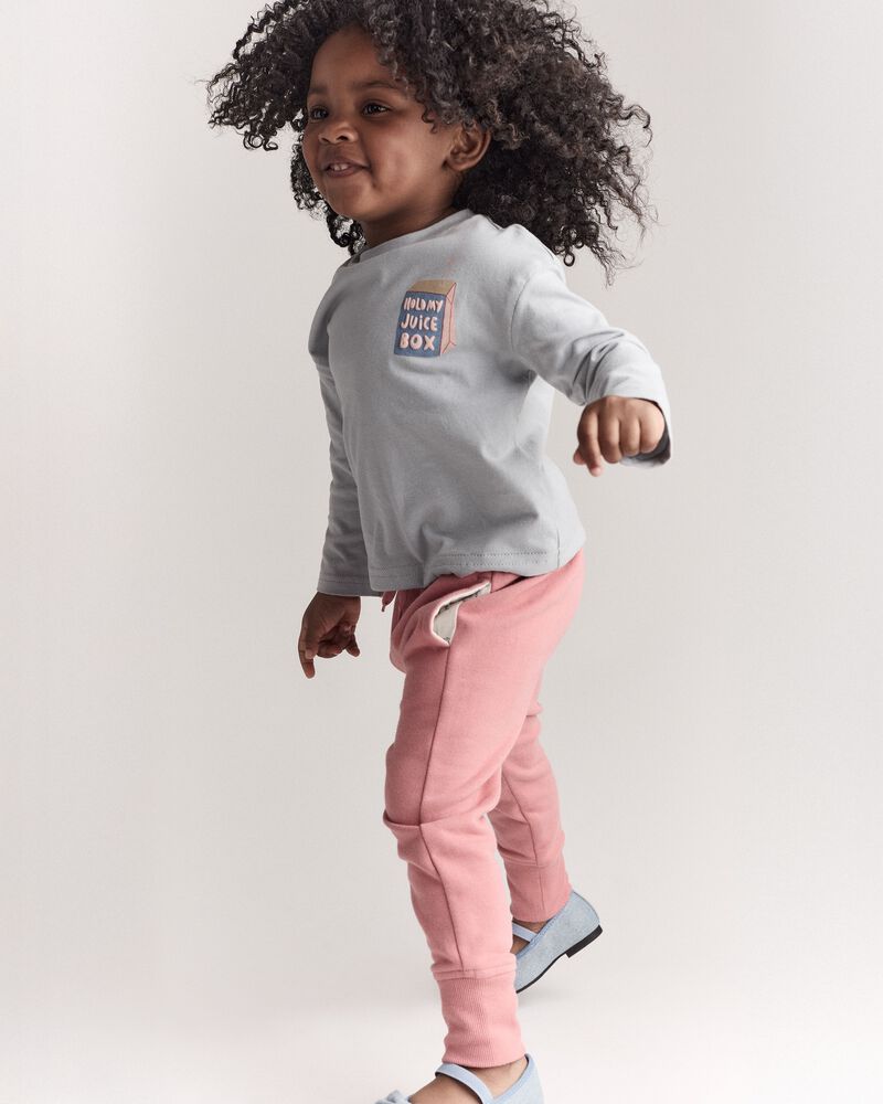 Toddler 'Hold My Juice Box' Long-Sleeve Relaxed Graphic Tee - Light Blue, image 4 of 6 slides