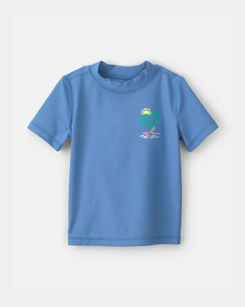Toddler Boy Palm Tree Short-Sleeve Rashguard - Blue, 