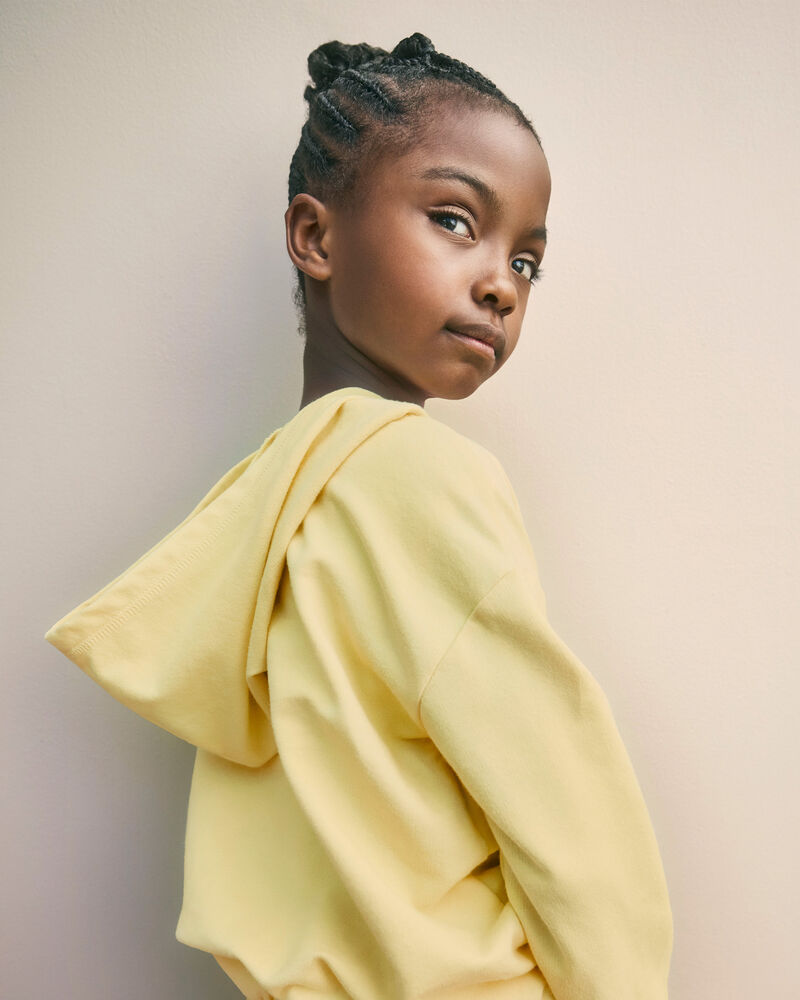 Girls French Terry Hoodie - Yellow, image 2 of 4 slides