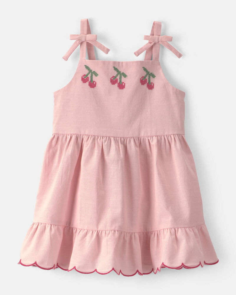 Toddler Girl Cherry Sleeveless Dress - Pink, image 1 of 4 slides