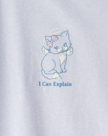 Girls Cat Short-Sleeve Graphic Tee - Blue, 