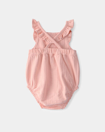 Baby Girl Sleeveless Bubble Romper - Pink, 
